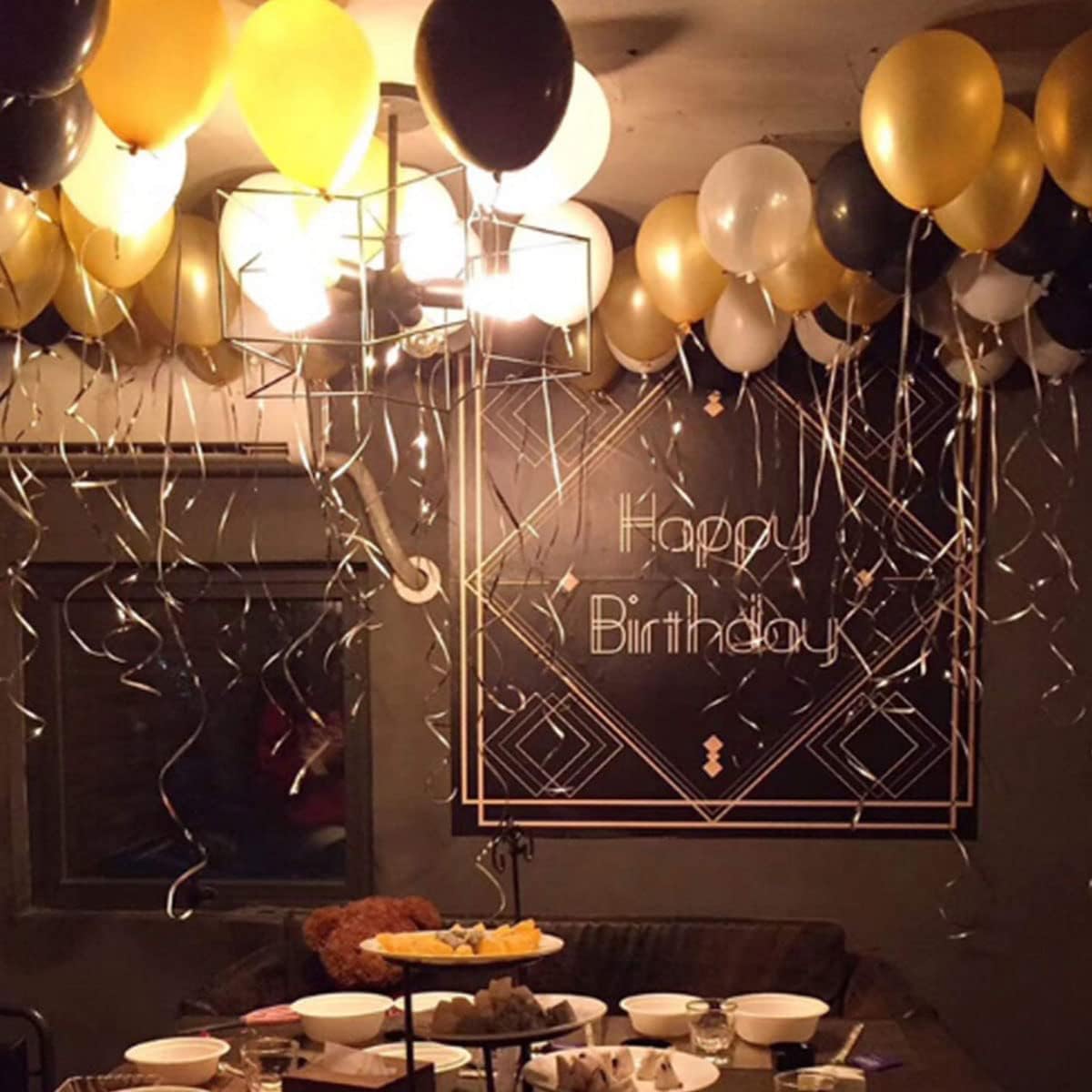 72 Pack Black Gold Confetti Balloons Kit, 12 Inch Black Gold White Balloons and Gold Confetti Balloons with Balloon Ribbons for Graduation Birthday Wedding Baby Shower Party Decorations