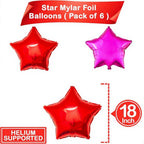 Pink and Red Star Foil Balloons Set – 6 Pack | 18 Inch Star-Shaped Red and Pink Foil Balloons | Metallic Party Balloons for Birthday Decorations, Wedding, Anniversary, Bridal Shower, and Baby Shower