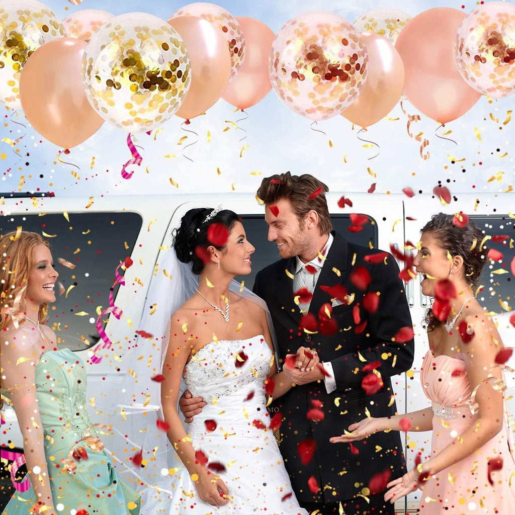 40 Pcs 12 Inch Confetti Latex Balloon Set with 3 Roll Ribbon for Birthday Wedding Party Decorations, Purple Brand: Axgo