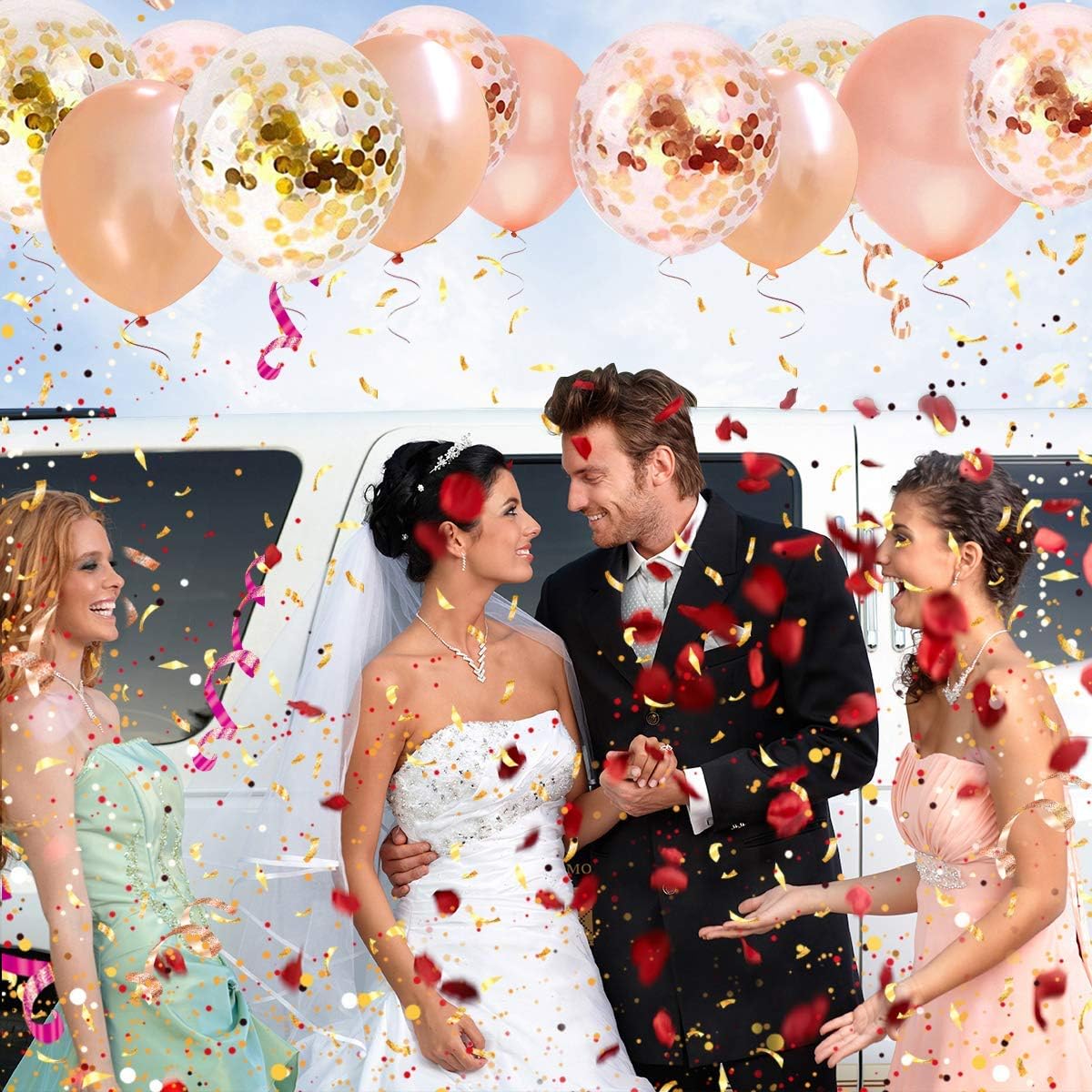 40 Pcs 12 Inch Confetti Latex Balloon Set with 3 Roll Ribbon for Birthday Wedding Party Decorations, Purple Brand: Axgo