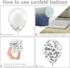Silver Confetti Latex Party Balloons - 60 Pack 12 inch Helium Silver Confetti Glitter Balloons for Wedding, Graduation, Baby Shower, Birthday Party Decorations