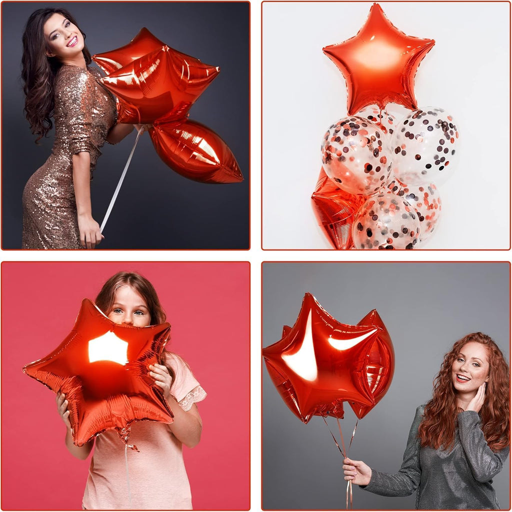 Red Star Balloons for Party Decoration - Pack of 6, 18 Inch | Twinkle Little Star Red Foil Balloons for Red Themed Birthday | Star Shaped Balloon for Wedding, Engagement, Anniversary, Bridal Shower