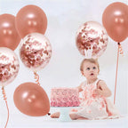 Pack of 18 Pcs Rose Gold Latex & Confetti Balloons for Birthday Decoration Items/Balloons for Birthday Party