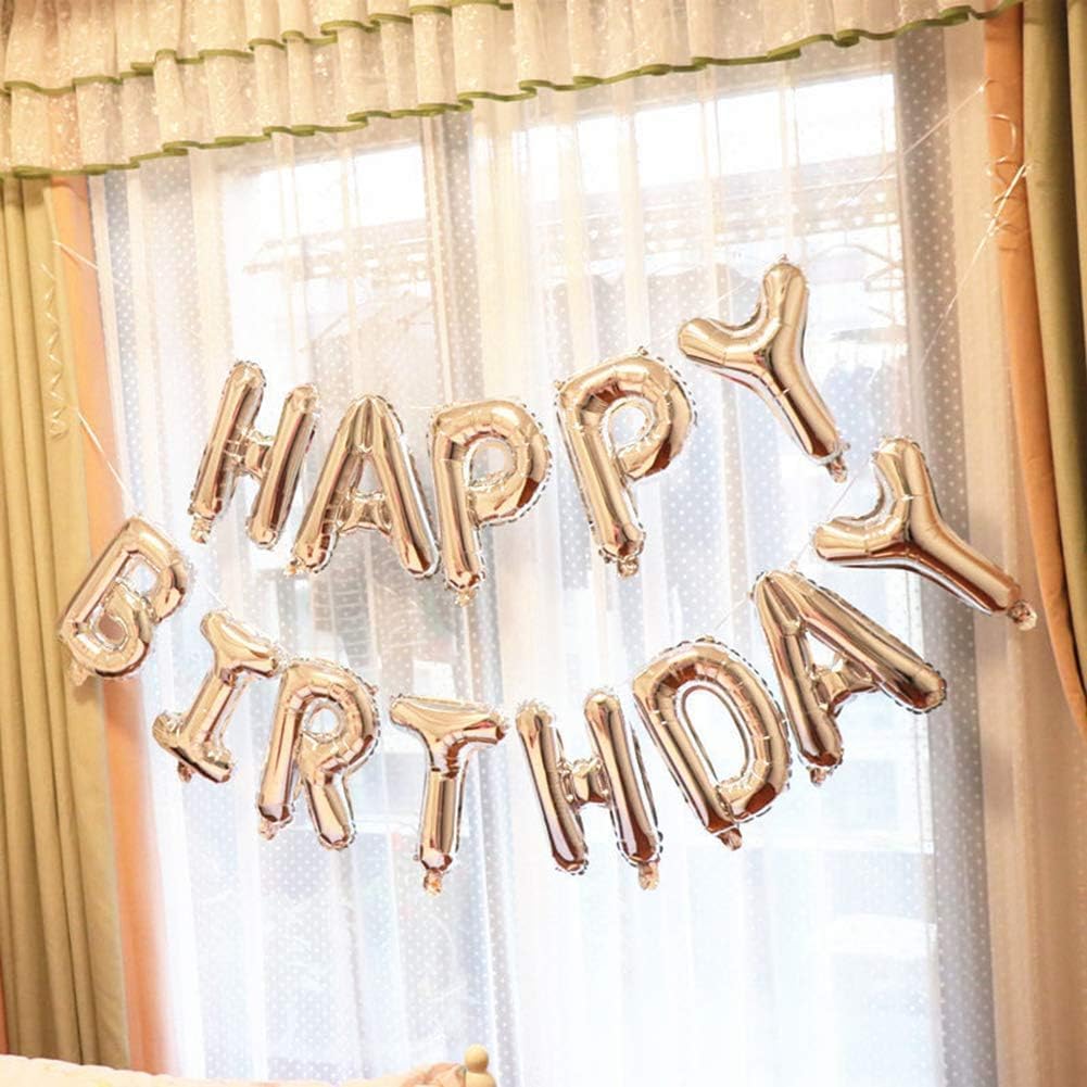 Happy Birthday Decoration Set – Rose Gold | 13pcs Letter 2pcs Star Foil, 4pcs Confetti, 11pcs Latex – Party Supplies for Birthday Celebrations