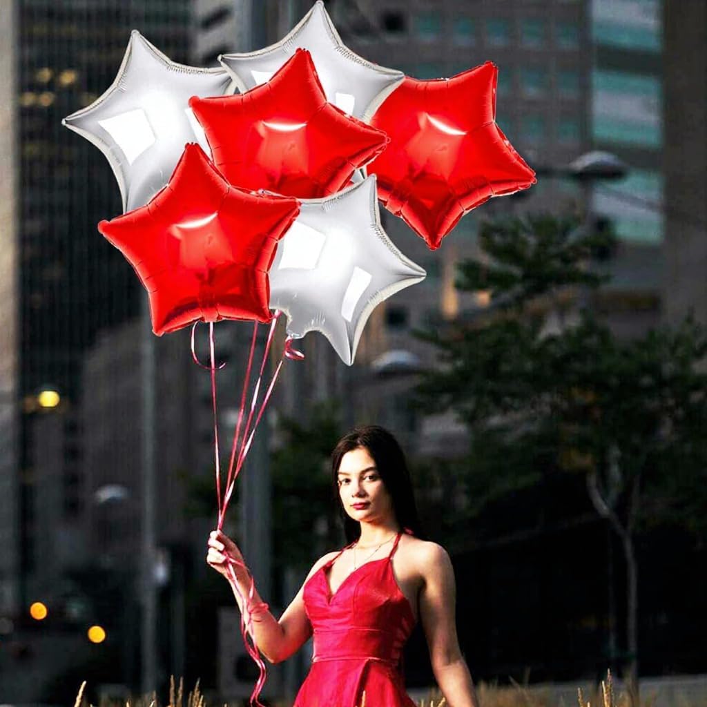 Silver Star Foil Balloon Set – 6 Pack | 18 Inch Star-Shaped Silver Balloons Metallic Silver Balloons for Party Decorations | Perfect, Weddings, Anniversaries,