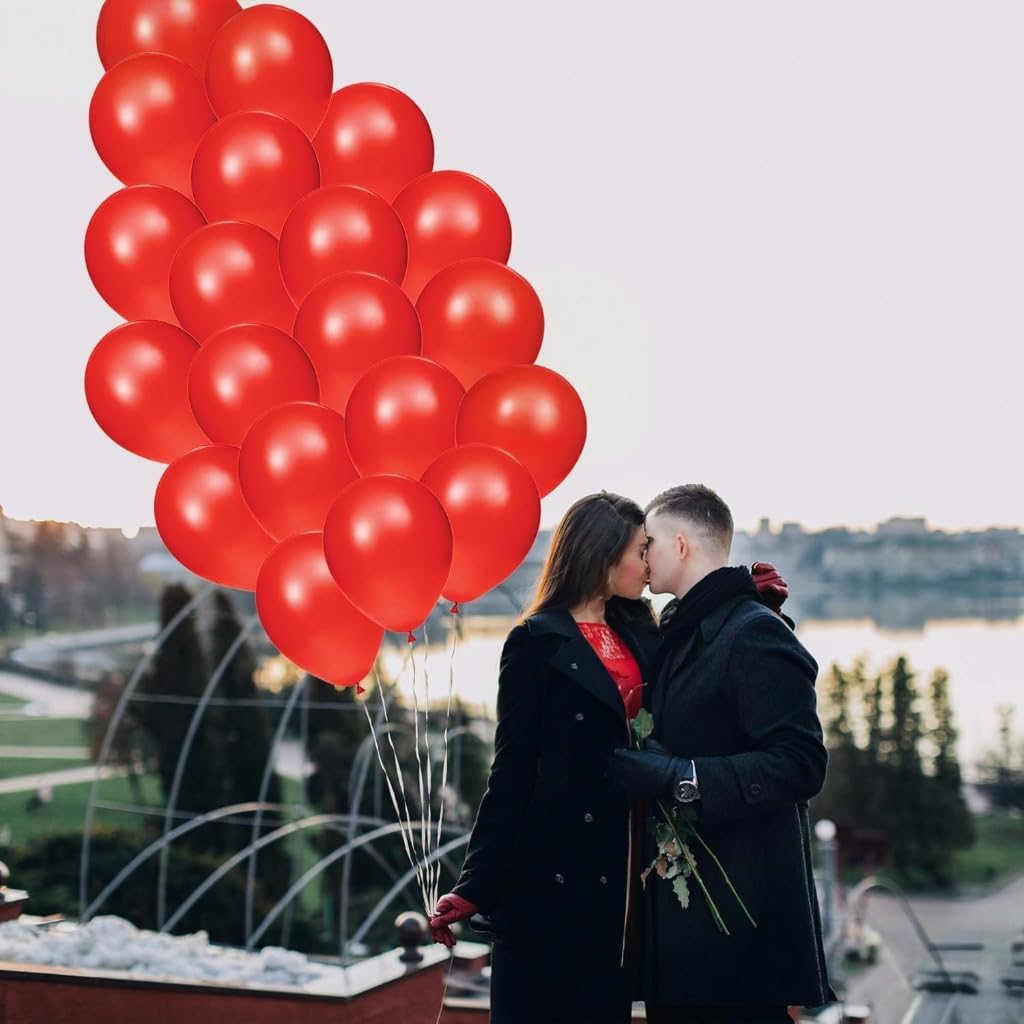Red Latex Balloons Kit - Pack of 30 | Bright Red Balloons for Wedding Decorations | Chrome Latex Ruby Red Party Balloons for Birthday, Anniversary, Valentines Decoration, Proposal, Christmas