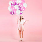 Pink, White and Pink Confetti Latex Balloons Kit – Pack of 30 | Pink White Helium Balloons for Girl Birthday Decoration | Romantic Balloons for Anniversary, Wedding, Valentines Party Decor, Baby Showe
