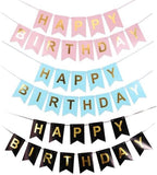 Banner Happy Birthday 13 Piece Bunting Home, Party Hall and Backyard Dark Blue Color Decoration Birthday Signs Party Supplies