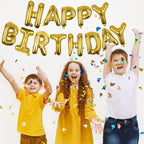 Large Gold Happy Birthday Balloons Letters – 16 Inch | Gold Foil Balloon Banner for Birthday Party Decorations | Gold Party Supplies for Girls & Women