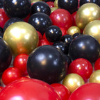 Golden Red Black Balloons - 100 pcs for Happy Birthday Balloon Decoration for Boys, Men, Husband/Balloon Garland Kit/Metallic Helium Balloons/Balloon Items for Décor