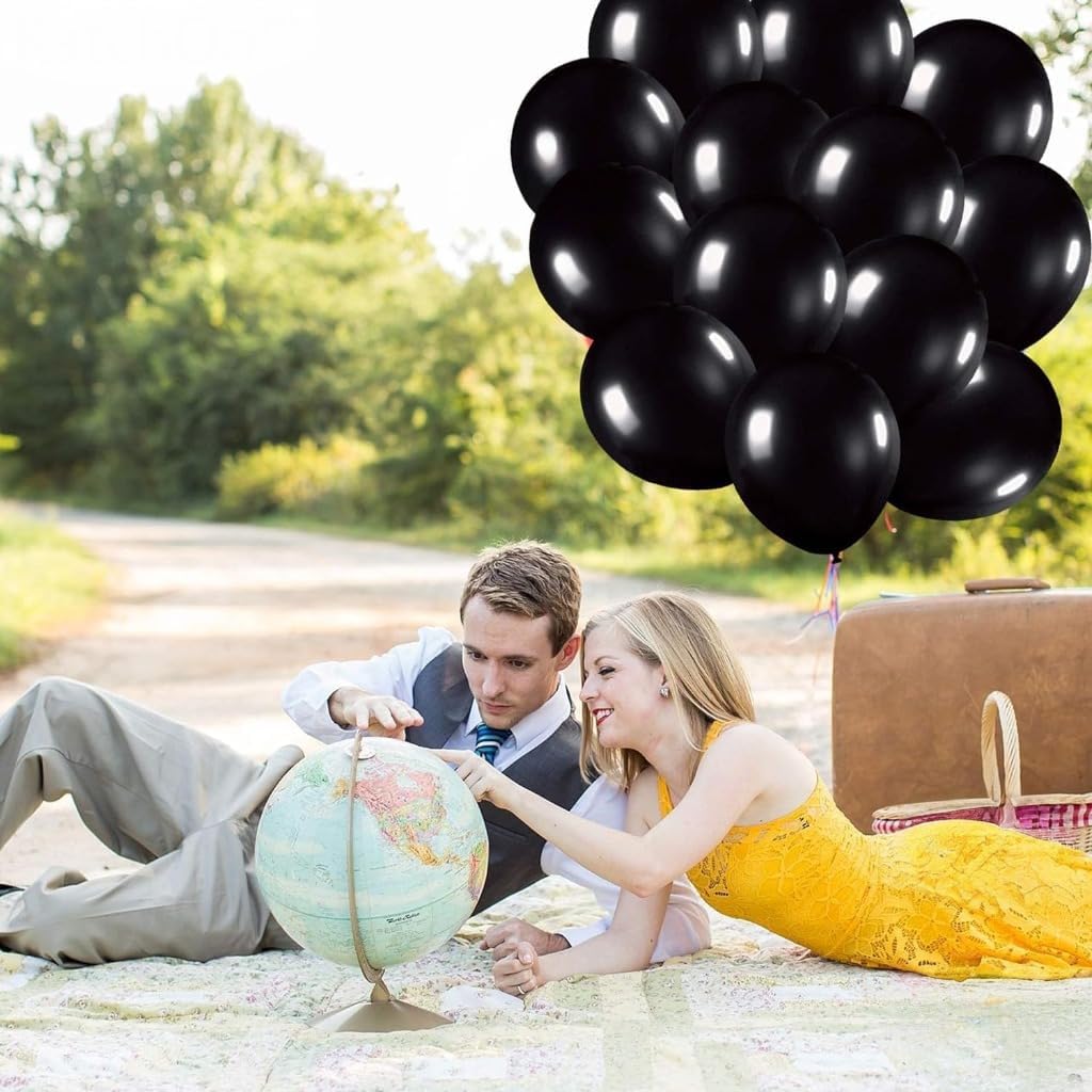 Black Latex Balloons Kit for Birthday Party - Pack of 30, 12 Inch | Black Metallic Balloons for Graduation Party Decorations | Shiny Black Balloons for Wedding Decorations, Bridal and Baby Sh