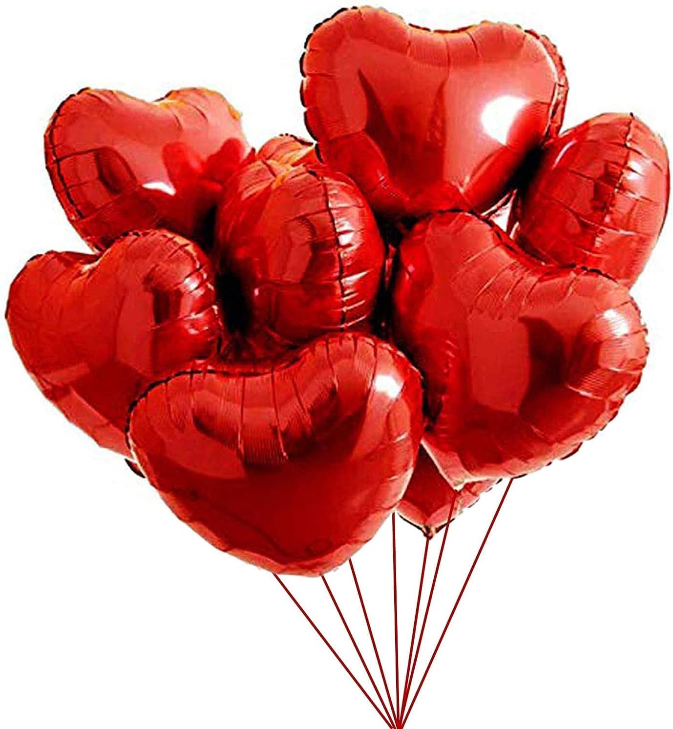 Red Heart Balloons for Valentine’s Day Decorations – Heart Shape Balloons, 18 Inch for Valentine Decorations – Love Foil Balloon Red Wedding Anniversary & Valentine Party Decors (Set of 10)