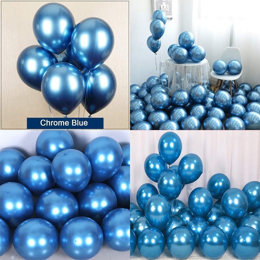 (Pack of 50) Blue HD Metallic Balloons Pack Blue Theme Boy Kids Birthday Party Decoration/Anniversary Party Decoration Balloon - Packet of 50 Balloons