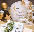 Confetti Balloons 12" Party Latex Birthday Baby Shower Wedding for More Parties 50 Pcs Pack-White, Gold, Golden Confettii with Ribbon