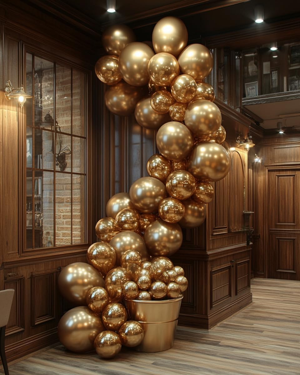 Gold Metallic Chrome Latex Balloons – 100 Pack, 12 inch Gold Round Helium Balloons for Wedding, Graduation, Anniversary, Baby Shower, and Birthday Party Decorations