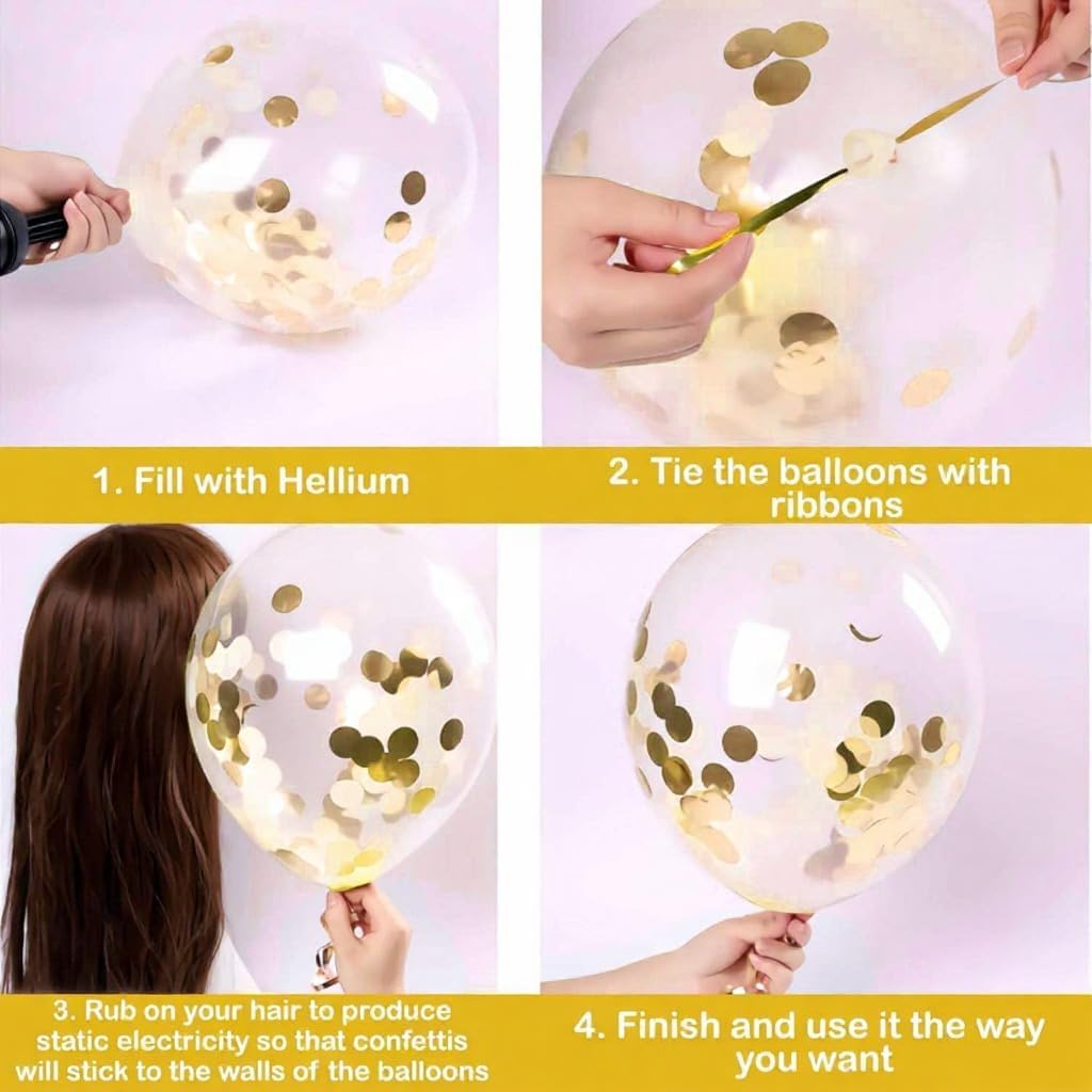 25Pcs Golden Happy Birthday Foil Balloon, Confetti and Metallic Balloons Combo for Birthday Decoration Items for Kids
