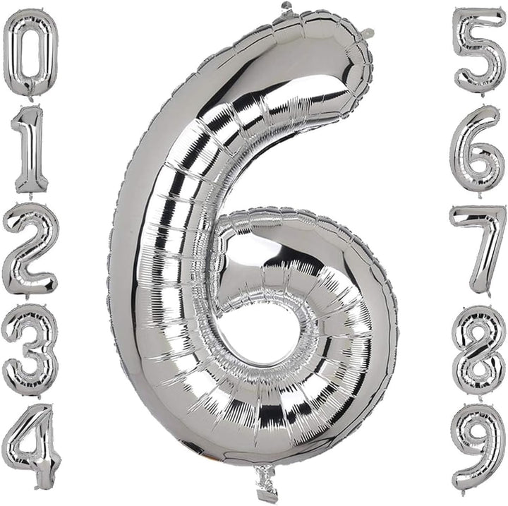 Silver Number 6 Foil Balloon 32 Inch Party Decoration