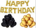 Golden Happy Birthday Letters Foil Balloon Set Decoration Combo with 51 Pcs Black and Gold Metallic Balloon