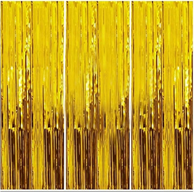 3Pcs Blue Foil Fringe Curtain Shimmer Backdrop for Birthday Party