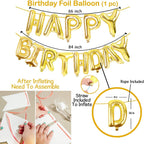 Red and Golden Happy Birthday Decoration Set 70 Pcs Happy Birthday Foil Balloon Red Golden Heart and Metallic Balloons Combo