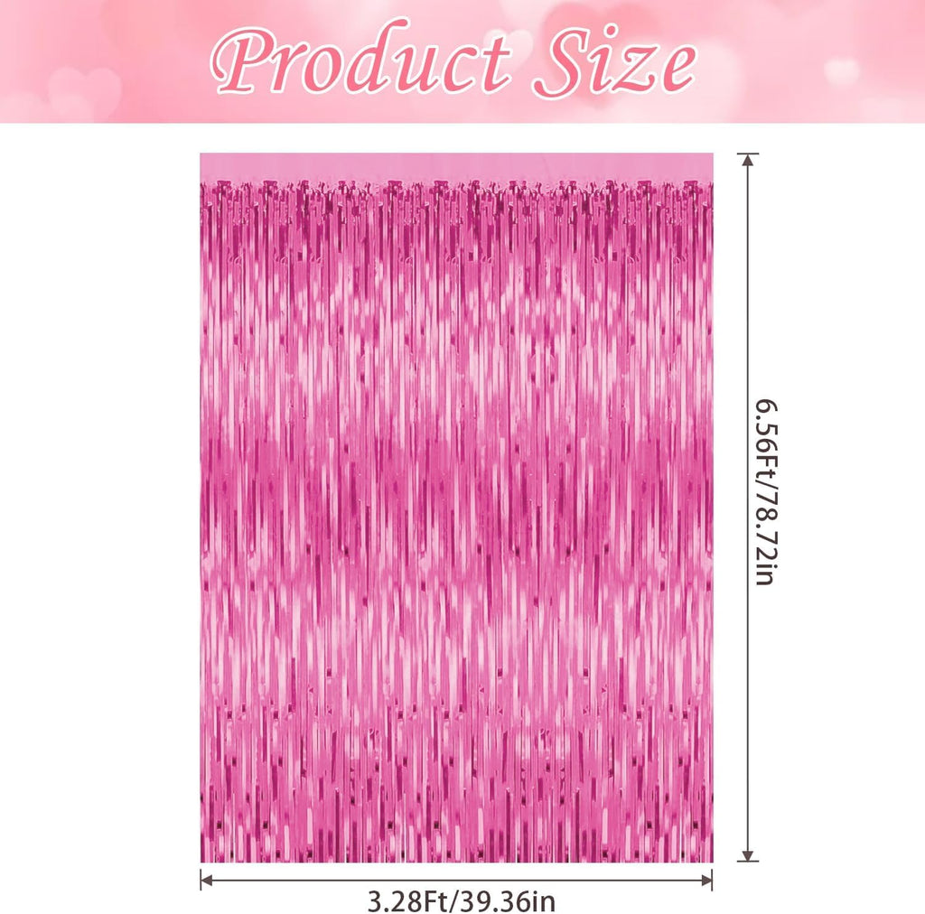 Birthday Foil Curtain – Pack of 3, Pink, Size 3ft x 6ft | Fringe Curtains for Party Decoration, Anniversary, Bachelorette, Baby Shower, Bridal Shower