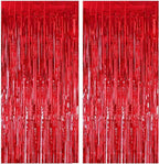 Foil Fringe Curtains 4ft x 6ft Backdrop - Metallic Tinsel Photo Booth Background for Birthday, Anniversary, Valentine, Christmas, Wedding, Bachelorette, Baby Shower - Pack of 2