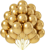 Gold Chrome Latex Balloons 12 Inch for Party, 50 Pack