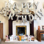 Silver Happy Birthday Balloons 13pcs Letters, 2pcs Giant Star Foil, 4pcs Confetti, 9pcs Latex Party Decorations
