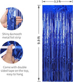 3 ft X 6 ft Metallic Tinsel Foil Fringe Curtains for Birthday, Wedding, Engagement, Bridal Shower, Baby Shower, Bachelorette, Holiday Celebration, Party Decorations (Pack of 3, Royal Blue)