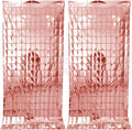 Rose Gold Foil Fringe Square Curtains (Pack of 2) - 3ft x 6ft Backdrop for Birthday, Anniversary, Baby Shower, Bridal Shower, Bachelorette, Party Decoration