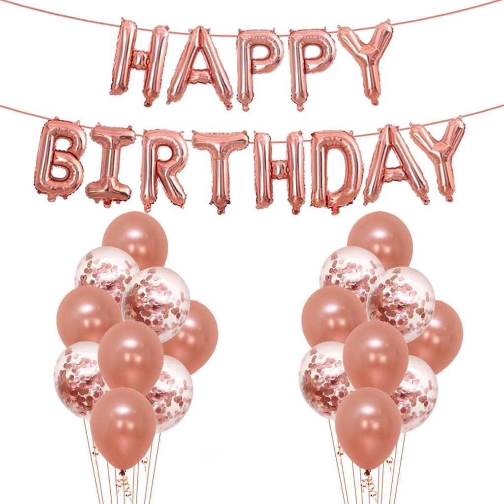 25Pcs Balloons Decoration Set – Rose Gold Balloons and Ribbon | Rose Gold Decorations for Girls, Women, 30th, 40th, 50th Decorations