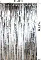 3ft x 6ft Silver Foil Fringe Curtains, Pack of 4 - Tinsel Backdrop for Birthday Decoration, Bachelorette, Baby Shower, Anniversary, Photo Booth