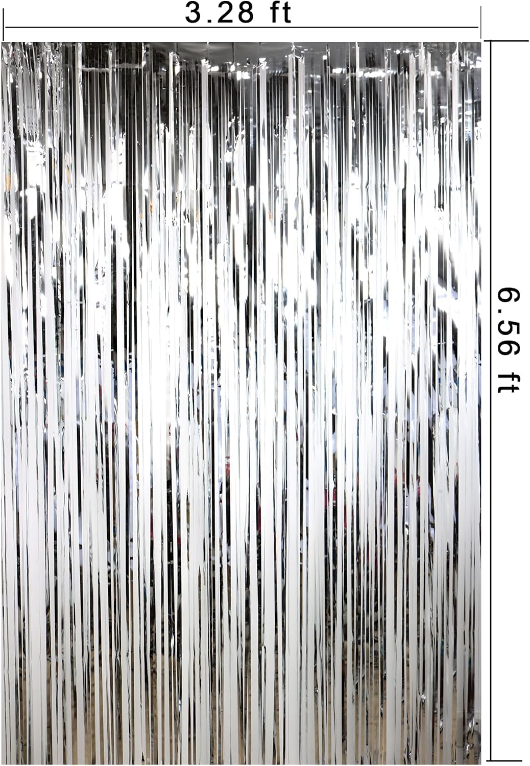 3ft x 6ft Silver Foil Fringe Curtains, Pack of 4 - Tinsel Backdrop for Birthday Decoration, Bachelorette, Baby Shower, Anniversary, Photo Booth