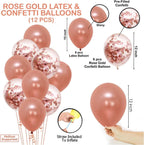 25Pcs Balloons Decoration Set – Rose Gold Balloons and Ribbon | Rose Gold Decorations for Girls, Women, 30th, 40th, 50th Decorations