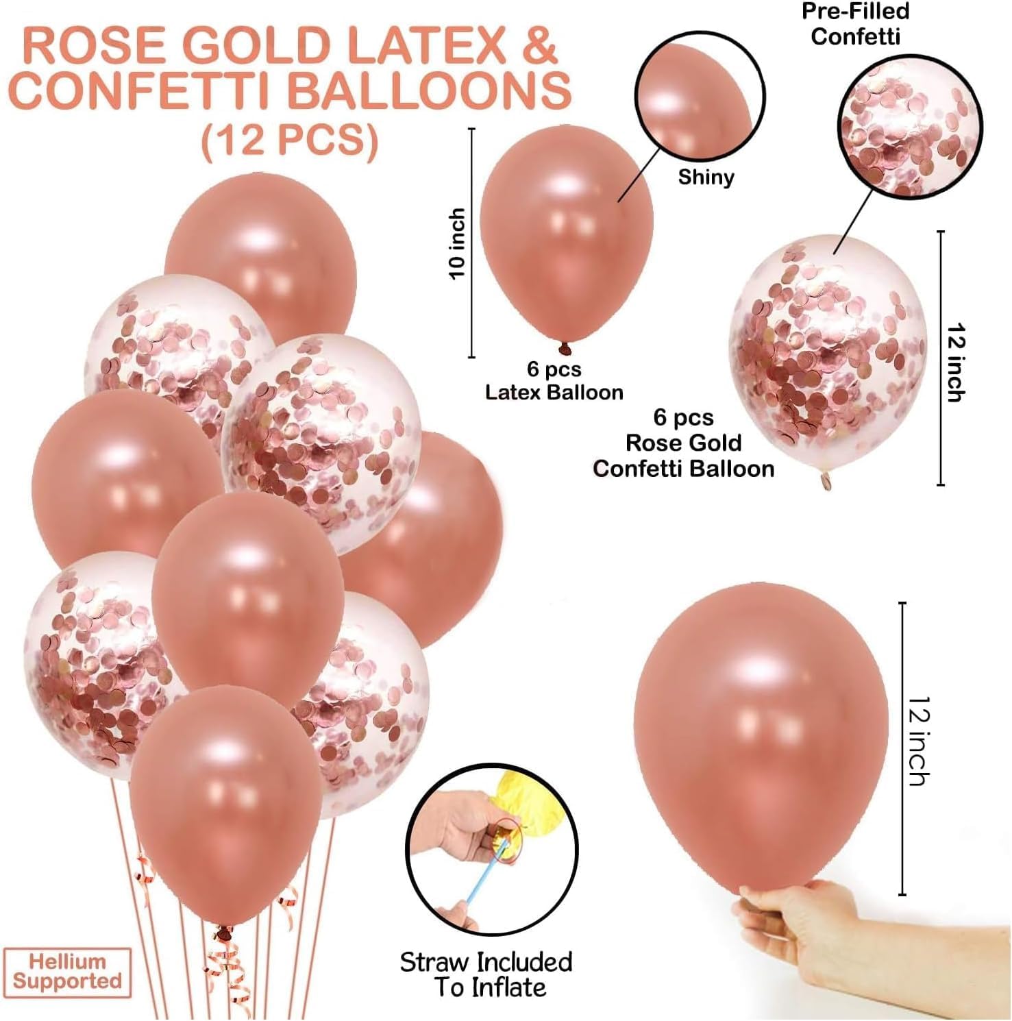 25Pcs Balloons Decoration Set – Rose Gold Balloons and Ribbon | Rose Gold Decorations for Girls, Women, 30th, 40th, 50th Decorations