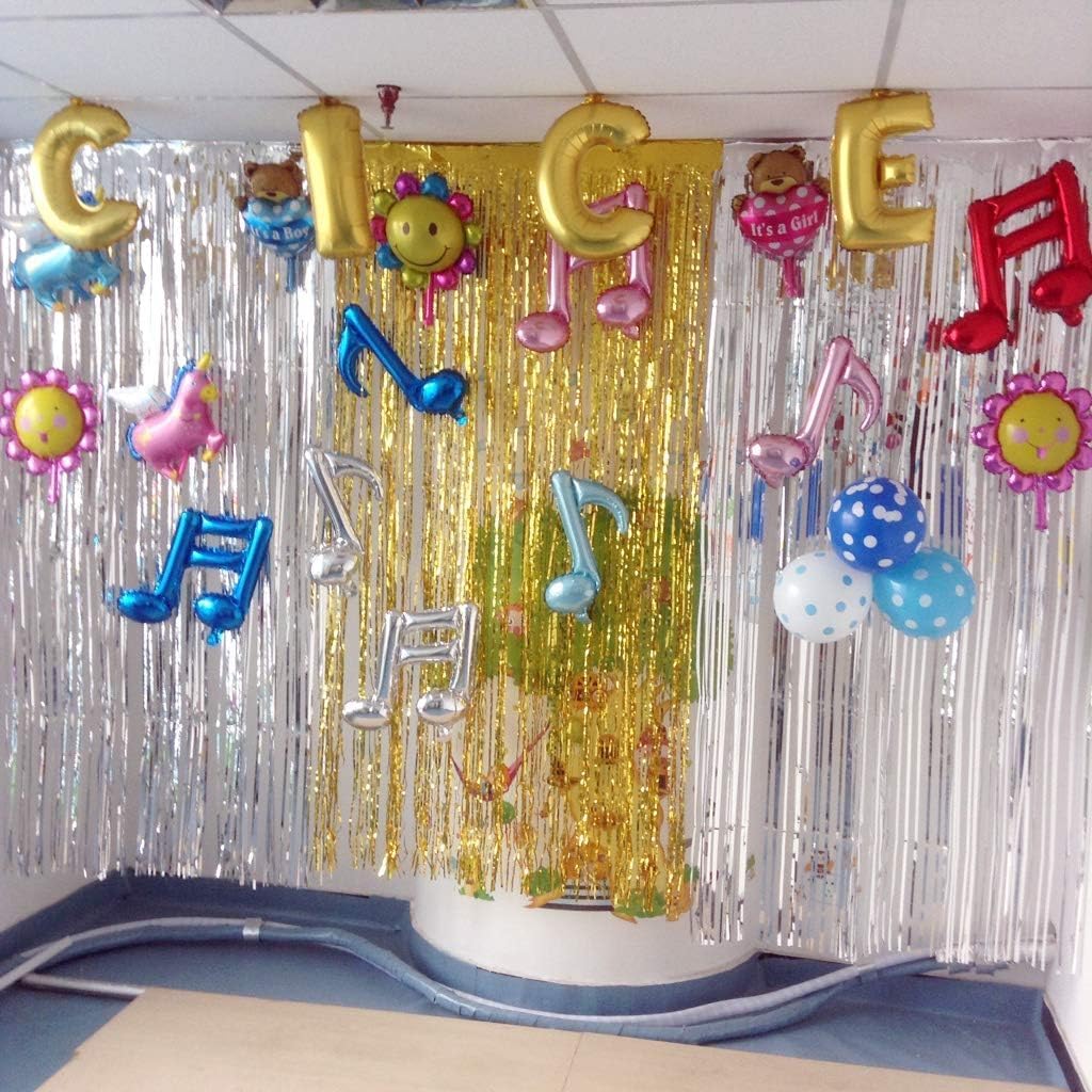 3ft x 6ft Silver Foil Fringe Curtains, Pack of 4 - Tinsel Backdrop for Birthday Decoration, Bachelorette, Baby Shower, Anniversary, Photo Booth