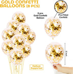9Pcs Happy Birthday Decoration Set – White Happy Birthday Banner with Confetti Balloons and Ribbon- Birthday Party Decoration for Boys, Girls, Men & Women