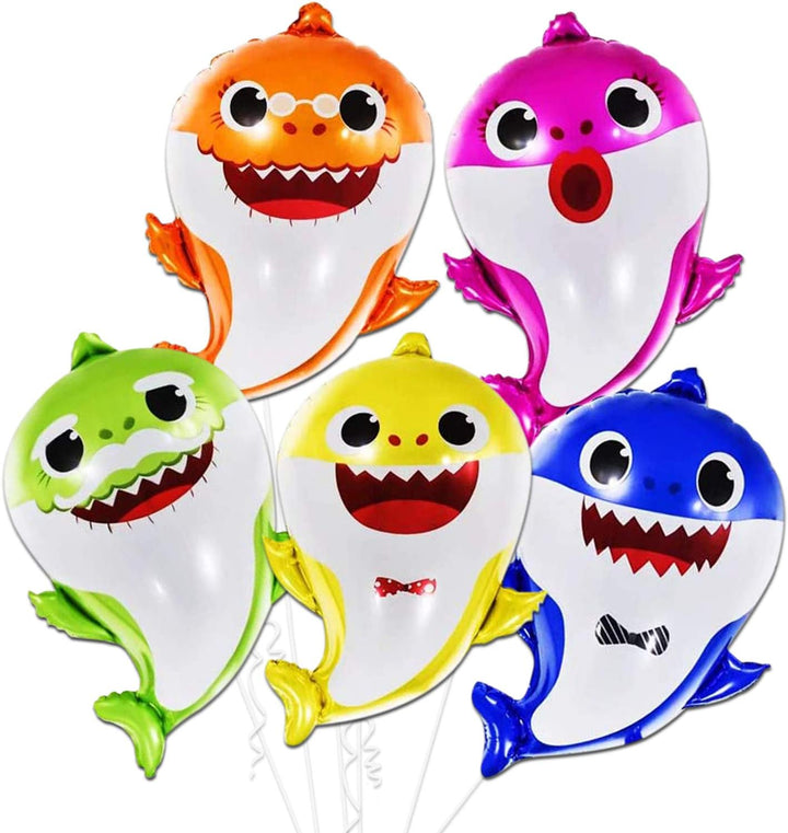 Pack of 5, Baby Shark Balloons Set - Big, 25 Inch | Baby Shark Foil Balloon for Baby Shark Birthday Decorations | Under The Sea Balloons for Baby Shar