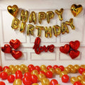 Red and Golden Happy Birthday Decoration Set 70 Pcs Happy Birthday Foil Balloon Red Golden Heart and Metallic Balloons Combo
