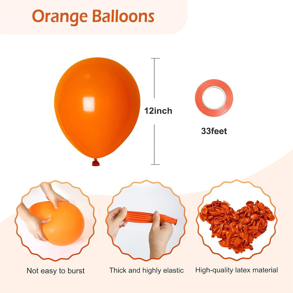 12 inch Burnt Orange Latex Balloons, 50 Pack with Orange Ribbon - Helium Quality for Birthday, Graduation, Baby Shower, Halloween, Christmas, Wedding Parties
