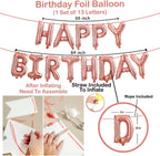 25Pcs Balloons Decoration Set – Rose Gold Balloons and Ribbon | Rose Gold Decorations for Girls, Women, 30th, 40th, 50th Decorations