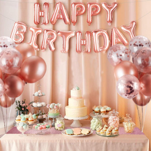 25Pcs Balloons Decoration Set – Rose Gold Balloons and Ribbon | Rose Gold Decorations for Girls, Women, 30th, 40th, 50th Decorations