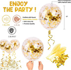 9Pcs Happy Birthday Decoration Set – White Happy Birthday Banner with Confetti Balloons and Ribbon- Birthday Party Decoration for Boys, Girls, Men & Women