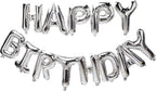 Happy Birthday Letters Silver Foil Balloons with Red Latex Balloons for Birthday Decoration Combo Set of 64 Pcs