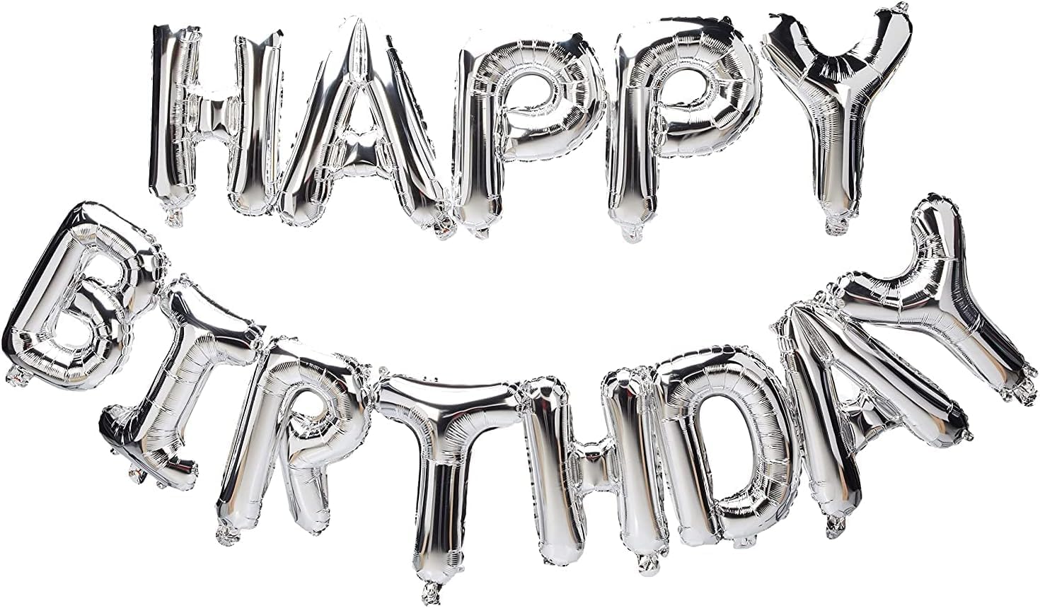 Happy Birthday Letters Silver Foil Balloons with Red Latex Balloons for Birthday Decoration Combo Set of 64 Pcs