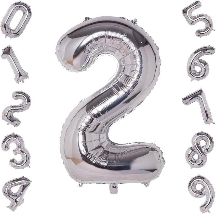 Silver Number 2 Foil Balloon 32 Inch Party Decoration