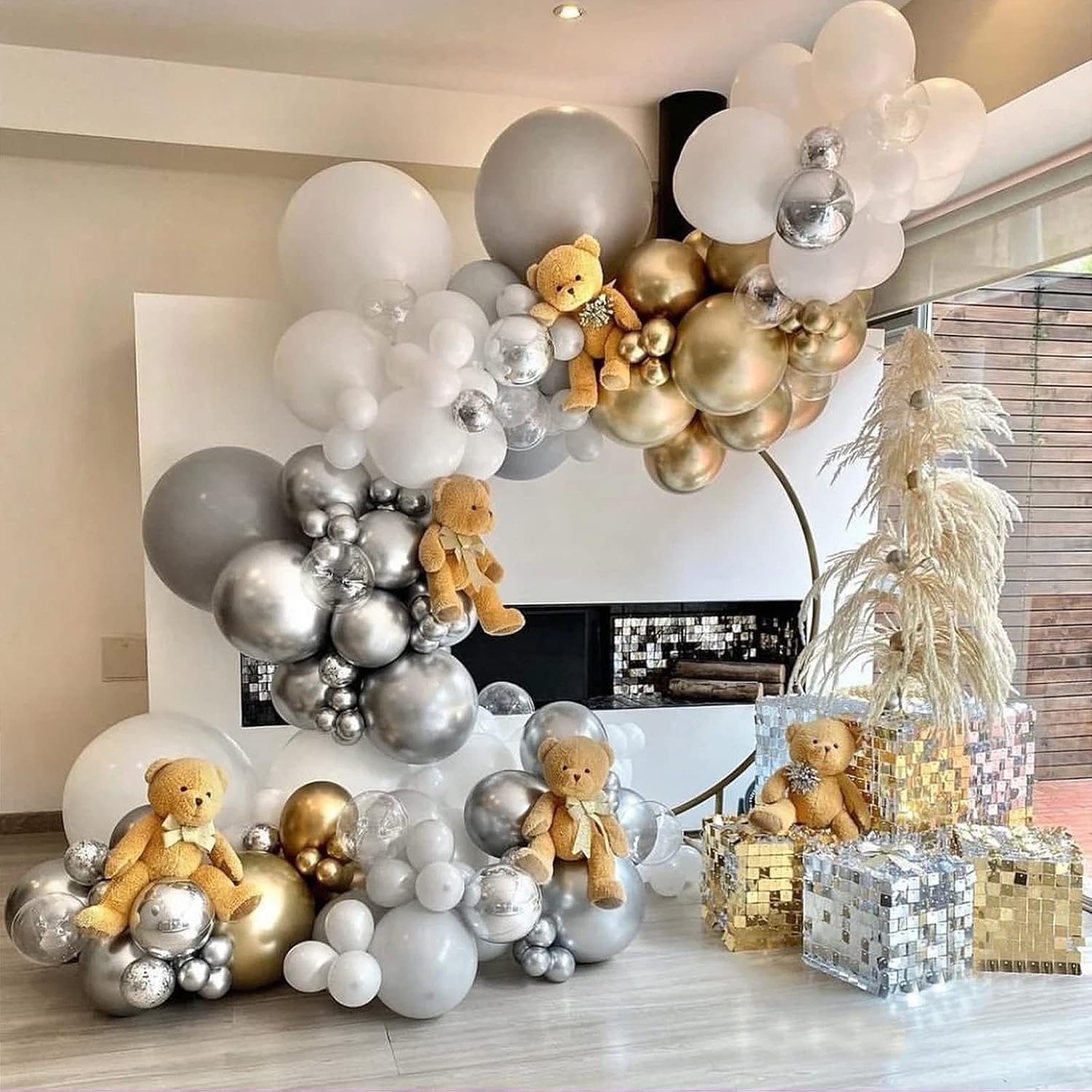 Metallic Silver Balloons 12 inch, 50 Pack Chrome Silver Latex Party Balloons Helium Quality for Birthday Graduation Baby Shower Disco Wedding Party Decorations (with Silver Ribbon)