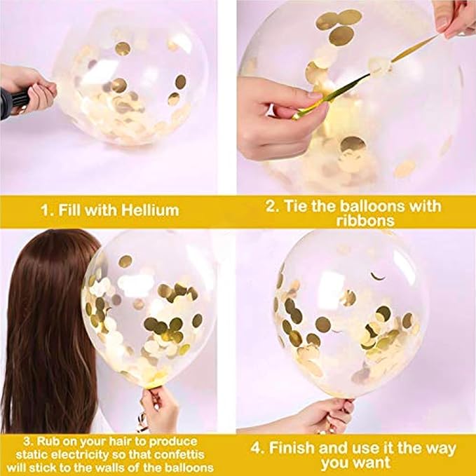 25Pcs Golden Happy Birthday Foil Balloon, Confetti and Metallic Balloons Combo for Birthday Decoration Items for Kids