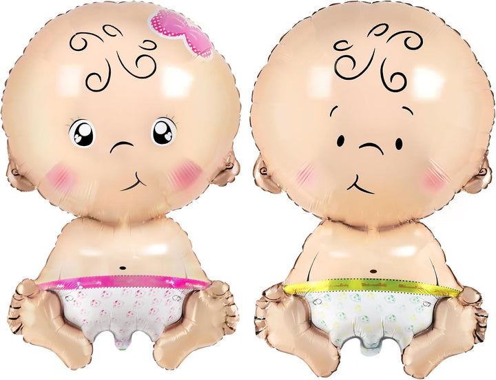 Baby Gender Reveal Balloon Set - 32 Inch, Pack of 2 | Gender Reveal Decorations | Boy and Girl Balloons, Twin Baby Shower Decorations | Boy Or Girl Balloon