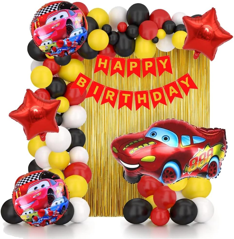 58 Pieces Race Balloons Kit - Car Theme Birthday Party Supplies and Decorations for Kids (Car Style), Multicolor